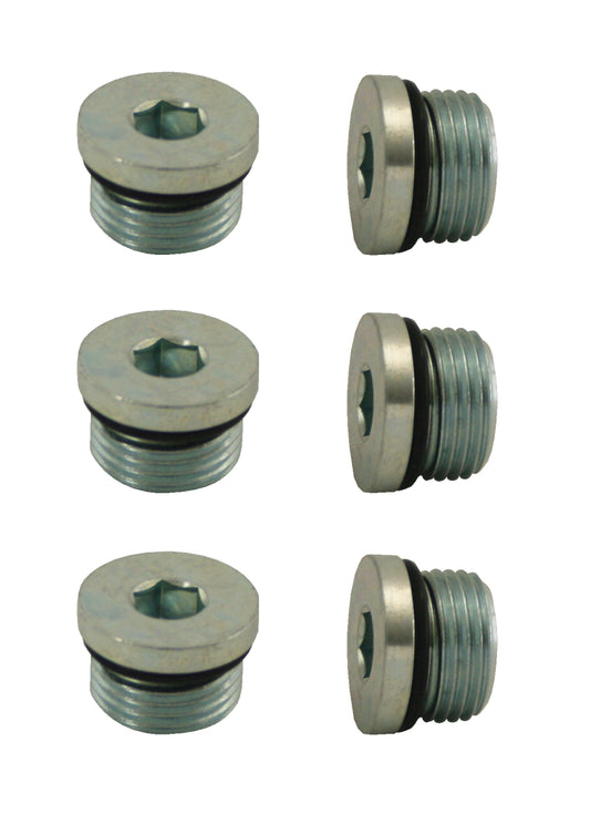 Moroso Pipe Plug w/O-Ring -8An 3/4in-16 - Steel - 6 Pack