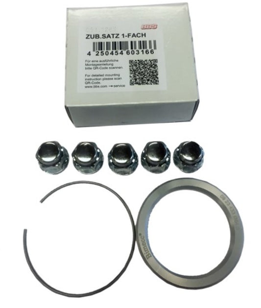 BBS PFS KIT - Mazda / Toyota - Includes 70mm OD - 54mm ID Ring / 70mm Clip / Lug Nuts