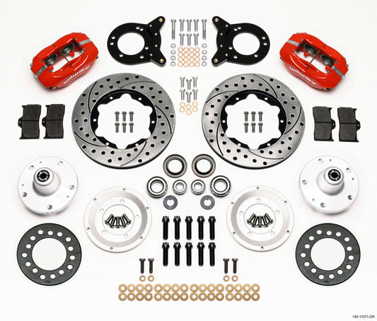 Wilwood Forged Dynalite Front Kit 11.00in Drilled Red 1965-1969 Mustang Disc & Drum Spindle