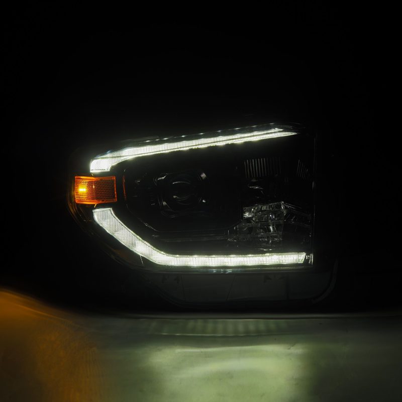 AlphaRex 14-21 Toyota Tundra LUXX-Series LED Proj Headlights Alpha-Blk w/Actv Light & Seq. Sig + DRL