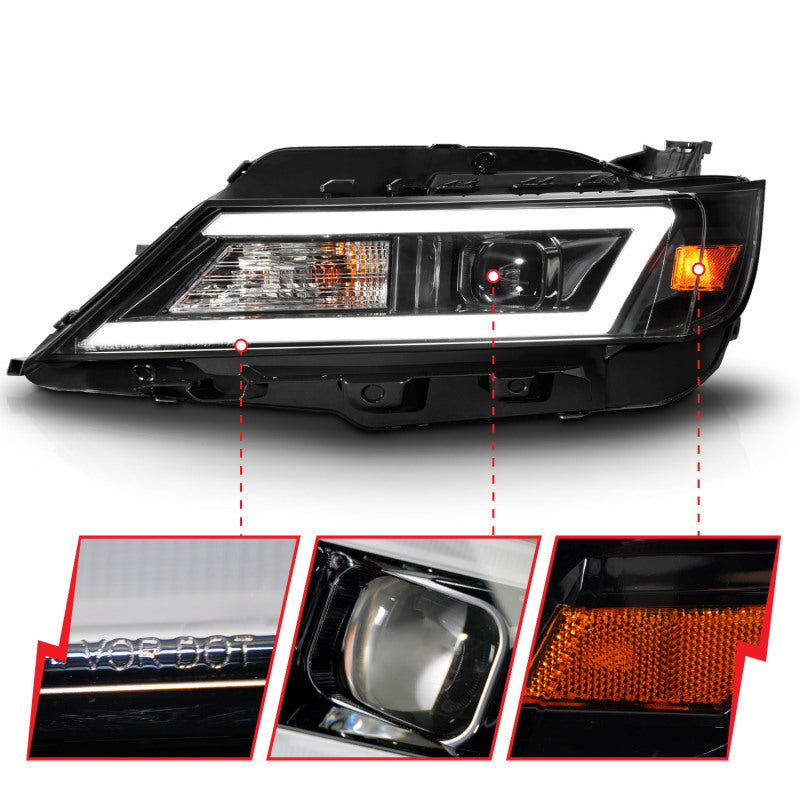 ANZO 14-20 Chevrolet Impala Square Projector LED Bar Headlights w/ Black Housing