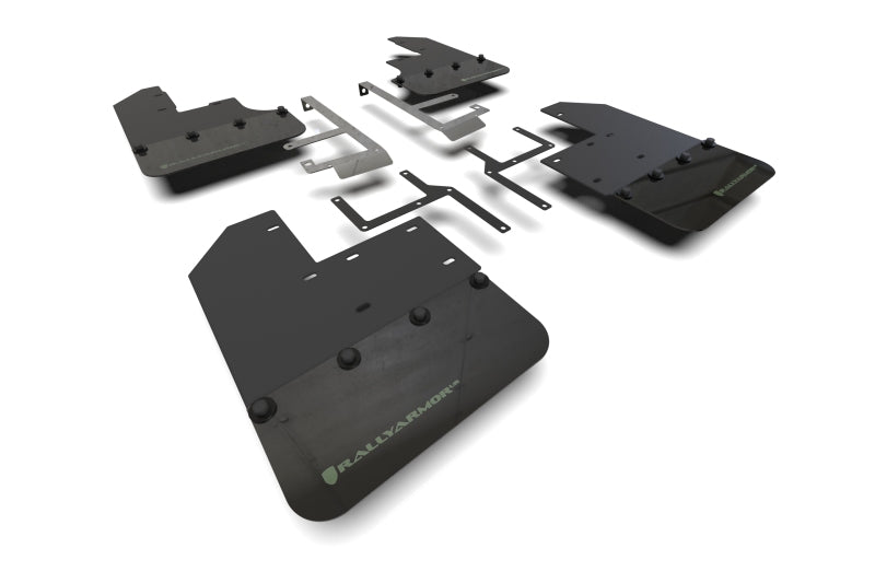 Rally Armor 19-25 Jeep JT Gladiator (Mojave/Rubicon) Black Mud Flap w/Army Green Logo