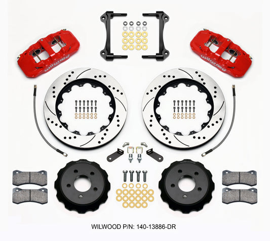 Wilwood AERO6 Front Hat Kit 14.00 Drilled Red 15-23 Mustang w/Lines