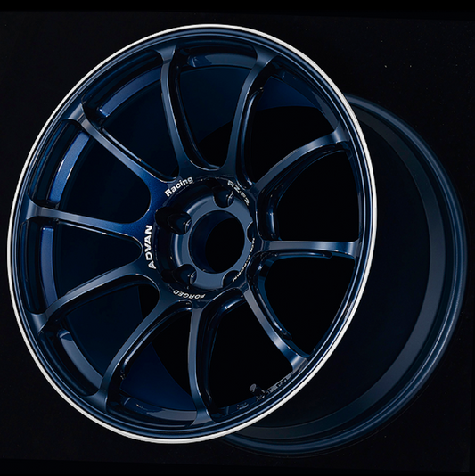 Advan RZ-F2 18x9.5 +29 5x114.3 Racing Titanium Blue and Ring Wheel
