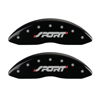MGP 4 Caliper Covers Engraved Front & Rear SPORT Black finish silver ch