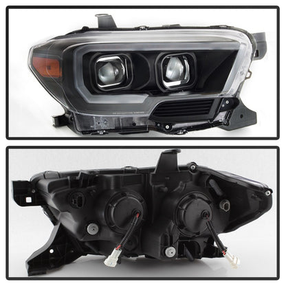 xTune 16-18 Toyota Tacoma SR/SR5 DRL Projector Headlights w/Turn Signal - Blk (PRO-JH-TTA16-SR-BK)