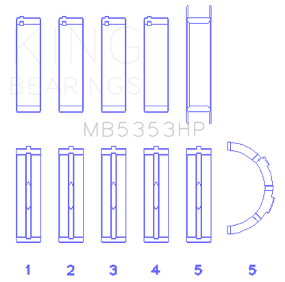 King Engine Bearings Ford 281 4.6L SOHC 16V Performance Main Bearing Set - Size Standard X