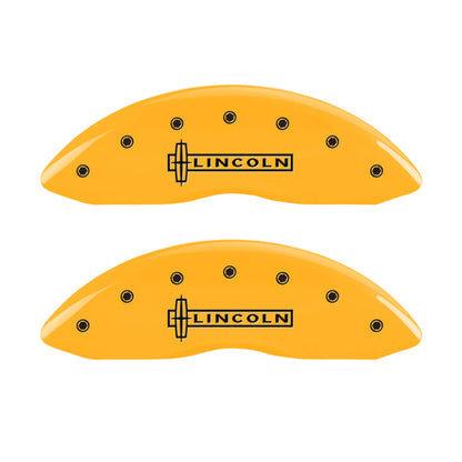 MGP 4 Caliper Covers Engraved Front Lincoln Engraved Rear MKT Yellow finish black ch
