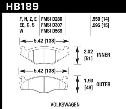 Hawk 79-84 Volkswagen Rabbit / 85-90 Volkswagen Cabriolet DTC-60 Race Front Brake Pads